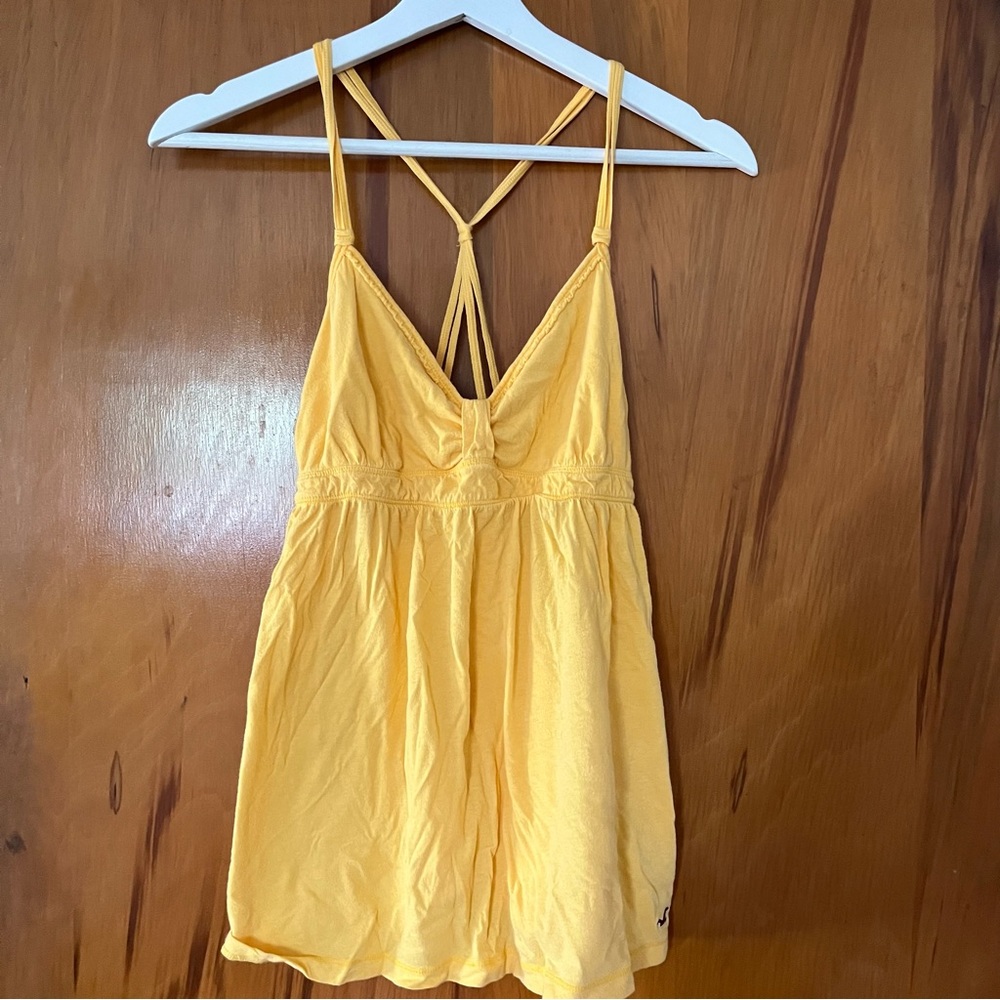 Yellow Hollister Babydoll Tank Top